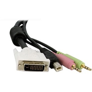StarTech.com 4-in-1 USB Dual Link DVI-D KVM. Kabellänge: 4,57 m, Produktfarbe: Schwarz, Anschluss 1: 1x 25 pin DVI-D, 2x 3