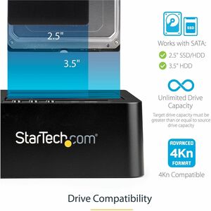 StarTech.com Standalone Hard Drive Duplicator Dock, External Dual Bay HDD/SSD Cloner/Copier, USB 3.0 / eSATA, SATA Disk Cl