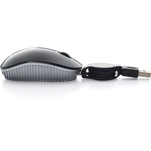 Verbatim Mini Travel Optical Mouse, Commuter Series - Black - Optical - Cable - Black - USB - Scroll Wheel - 3 Button(s) - 1