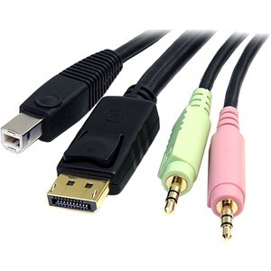 StarTech.com DP4N1USB6 1,83 m KVM-Kabel - 1 Stück - Cable for KVM-Umschalter, Peripheriegerät, Audiogerät, Mikrofon, Tasta