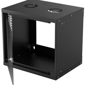 19" Network Cabinet - Wall Mount (Basic), 9U, 400mm Deep, Black, Flatpack, Max 50kg, Usable Depth 340mm, Glass Door, Rack,