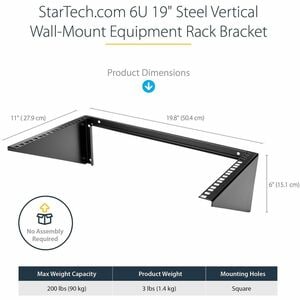 StarTech.com 6U 19-Inch Steel Vertical Rack and Wallmountable Server Rack - Mount server, network or telecommunications de