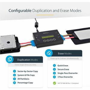 StarTech.com Hard Drive and USB Thumb Drive Duplicator/Eraser, USB Flash and SATA HDD/SSD Disk Cloner/Copier and Wiper, To