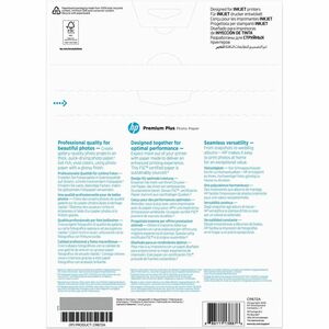 HP Premium Plus Inkjet Photo Paper - Recycled - A4 - 210 mm x 297 mm - 300 g/m² Grammage - Glossy - 20 / Pack - Water Resi