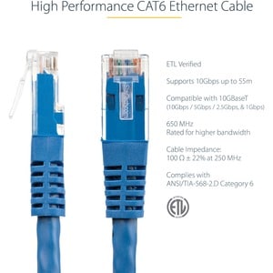 StarTech.com 7 ft Blue Molded Cat6 UTP Patch Cable - ETL Verified - Make Power-over-Ethernet-capable Gigabit network conne