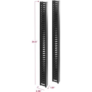 CyberPower Vertical Finger Duct Cable Manager with Snap on Cover - Duct Panel - 2 - 36" Length - 0U Rack Height - Cold Rol