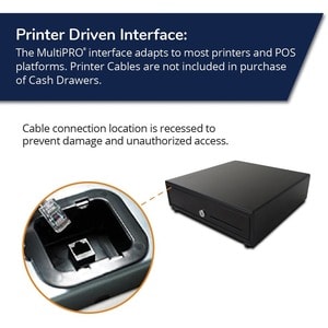 apg Genesis 1313 Cash Drawer - 4 Bill - 4 Coin - 1 Media Slot - 4 Lock Position - Printer Driven - Plastic - Black - 99.8 