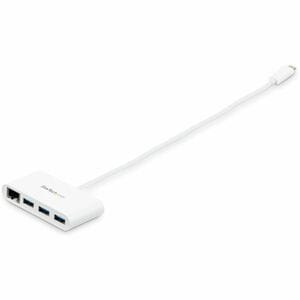StarTech.com 3 Port USB C Hub with Gigabit Ethernet - USB-C to 3x USB-A - USB 3.0 - White - USB Hub with GbE - USB-C to US