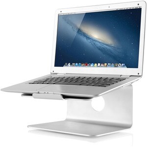 Raised and Rotatable Aluminium Laptop Stand - Up to 43.2 cm (17") Screen Support - 24 cm Depth - Desktop - Silicone, Brush
