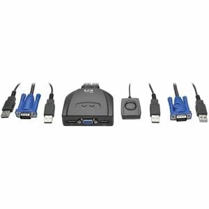 Eaton Tripp Lite Series 2-Port USB/VGA Cable KVM Switch with Cables and USB Peripheral Sharing - 2 Computer(s) - 1 Local U