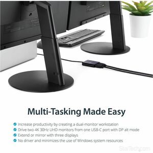 StarTech.com USB-C to Dual HDMI Adapter, USB Type-C Multi-Monitor MST Hub, Dual 4K 30Hz HDMI Laptop Display Extender/Split