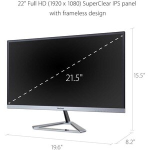 Monitor LED ViewSonic Entertainment VX2276-smhd 22" Class Full HD - 16:10 - Plata - 54.6cm (21.5") Viewable - Tecnología c