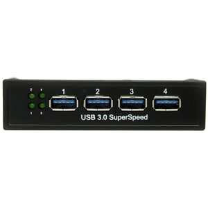 StarTech.com USB 3.0 Front Panel 4 Port Hub - 5Gbps - 3.5 5.25in Bay - 5 Total USB Port(s) - 5 USB 3.0 Port(s)1 SATA Port(
