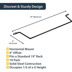 StarTech.com Cable Lacing Bar â€" 10 Pack â€" Steel â€" Horizontal Cable Management Bar â€" Rack Cable Organizer â€" Cable