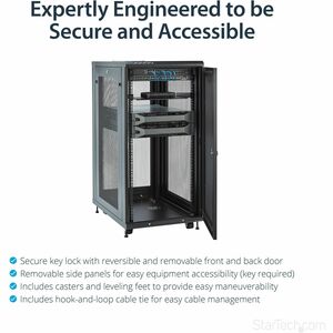 StarTech.com 4-Post 24U Server Rack Cabinet, 19" Data Rack Cabinet for Computer / IT Equipment, Home Network Rack, Half He