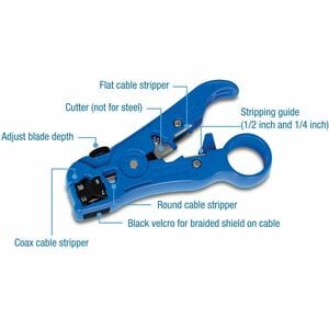 TRENDnet TC-CT70 Stripping Tool - TAA Compliant - 125 mm Length - Black, Deep Blue - ABS - 66 g - Compact, Easy to Use, Ad