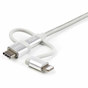 StarTech.com Cable Trenzado de 1m USB a Lightning USB-C y Micro USB - Cable Cargador para Teléfono Celular iPhone iPad Tab