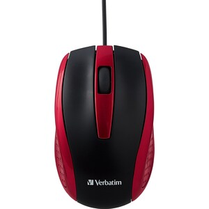 Verbatim Corded Notebook Optical Mouse - Red - Optical - Cable - Red - USB Type A - Scroll Wheel - 3 Button(s) - 1 Each