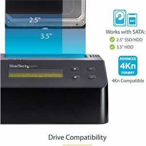 StarTech.com 1-Bay Festplatten Löscher, Selbständiges HDD/SSD Löschgerät, 4Kn, USB 3.0 auf SATA III, 9 Löschmodi, DB9 Druc