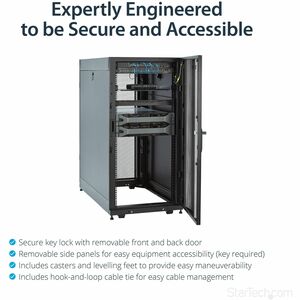 StarTech.com 4-Post 25U Server Rack Cabinet, 19" Data Rack Cabinet for Computer / IT Equipment, Home Network Rack, Half He