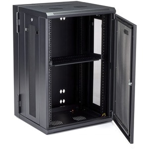 StarTech.com 4-Pfosten 18HE Wand Netzwerkschrank, 19" aufklappbares Wand Server Rack für IT Geräte, abschließbares Rack - 