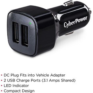 CyberPower TR22U3A Auto Adapter - 10.5 V DC, 15.5 V DC Input - 5 V DC/3.10 A Output