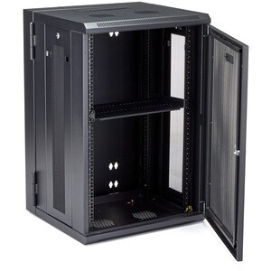 StarTech.com 4-Post 18U Wall Mount Network Cabinet, 19" Hinged Wall-Mounted Server Rack for Data / IT Equipment, Lockable 