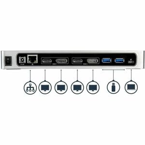 StarTech.com USB-C & USB-A Dock - Dual Monitor 4K 60Hz Dock DisplayPort + HDMI - Hybrid USB 3.0 Docking Station for USB-C 