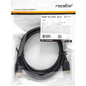 Rocstor Premium 6 ft 4K High Speed HDMI to HDMI M/M Cable - Ultra HD HDMI 2.0 Supports 4k x 2k at 60Hz with resolutions up