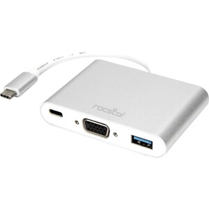Rocstor Premium USB-C to VGA Multiport Adapter - USB-C to VGA/USB-C (3.1)/USB 3.0 for Audio/Video Device, Notebook, Monito