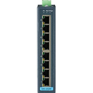 Advantech 8-Port Ethernet Switch w/ Wide Temp - 8 Ports - 2 Layer Supported - Twisted Pair - Wall Mountable, DIN Rail Moun