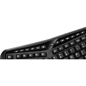 Adesso 2.4GHz Wireless Ergonomic Touchpad Keyboard - Wireless Connectivity - RF - 30 ft - 2.40 GHz - USB Interface - 105 K