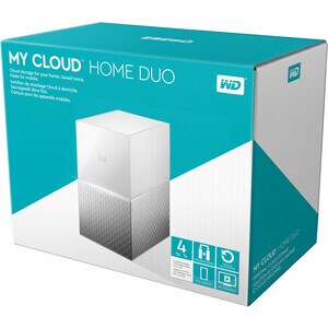 WD My Cloud Home Duo WDBMUT0040JWT-EESN 2 x Total Bays NAS Storage System - 4 TB HDD Desktop - 2 x HDD Installed - 4 TB In