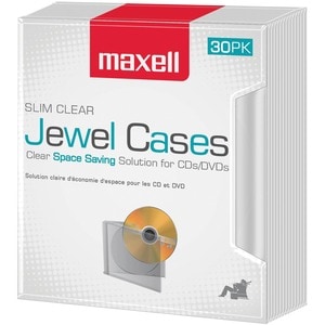 Maxell Jewel Cases Slim Line - Clear (30 Pack) - Jewel Case - Clear