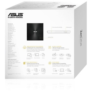 Asus ZenDrive SDRW-08U9M-U DVD-Writer - External - Black - DVD-RAM/±R/±RW Support - 24x CD Read/24x CD Write/24x CD Rewrit