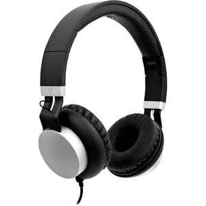 V7 Lightweight On-Ear Headphones - Black/Silver - Stereo - Mini-phone (3.5mm) - Wired - 32 Ohm - 20 Hz - 20 kHz - On-ear, 