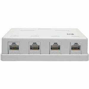 Eaton Tripp Lite Series Pre-Configured Unshielded Cat6 4-Port Surface-Mount Box, 110 IDC, RJ45, White - White - Acrylonitr