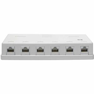 Eaton Tripp Lite Series Pre-Configured Unshielded Cat6 6-Port Surface-Mount Box, 110 IDC, RJ45, White - White - Acrylonitr