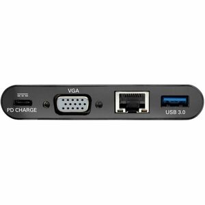 Eaton Tripp Lite Series USB-C Multiport Adapter, VGA, USB 3.x (5Gbps) Hub Port, Gigabit Ethernet and 60W PD Charging, Blac