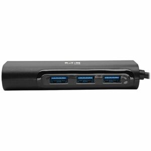 Eaton Tripp Lite Series 3-Port USB 3.x (5Gbps) Hub with LAN Port, USB-C to 3x USB-A Ports and Gigabit Ethernet, Black - US