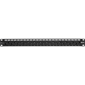 Eaton Tripp Lite Series 24-Port 1U Rack-Mount Cat5e/6 Offset Feed-Through Patch Panel with Cable Management Bar, RJ45 Ethe