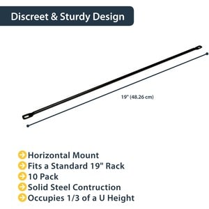 StarTech.com Horizontal Cable Lacing Bar for Racks - Horizontal Cable Manager - 10 Pack - Cable Management Bar - 485.1 mm 