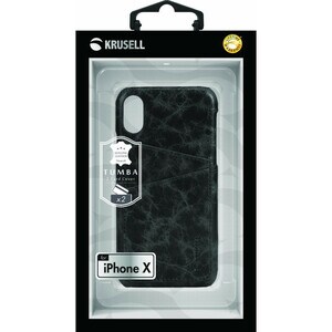 Krusell Tumba Case for Apple iPhone X, iPhone XS Smartphone - Black Marble - Scratch Resistant - Genuine Leather