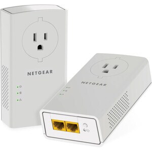 NETGEAR Powerline 2000 + Extra Outlet, PLP2000 - 2 - 2 x Network (RJ-45) - 2000 Mbit/s Powerline - HomePlug AV2 - Gigabit 