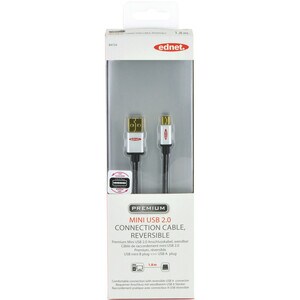 Ednet Premium 1,80 m Mini-USB/USB Datentransferkabel für MP3-Player, Festplattenlaufwerk-Gehäuse, PC, Notebook, USB-Hub - 