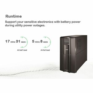 APC Smart-UPS, Line Interactive, 3kVA, Tower, 120V, 8 NEMA 5-15R+2 NEMA 5-20R outlets, SmartConnect Port+SmartSlot, AVR, L