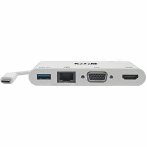 Eaton Tripp Lite Series USB-C Multiport Adapter - 4K HDMI, VGA, USB 3.x (5Gbps) Hub Port, GbE, HDCP, White - for Notebook/