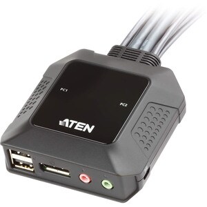 ATEN 2-Port USB DisplayPort Cable KVM Switch with Remote Port Selector - 2 Computer(s) - 1 Local User(s) - 2560 x 1600 - 2