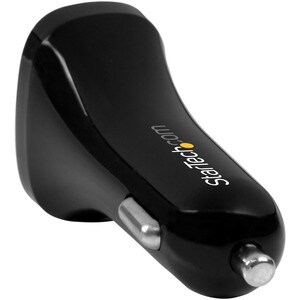 StarTech.com Dual-Port USB Car Charger - 24W/4.8A - Black - 5 V DC Output - 4.80 A - 1 Each