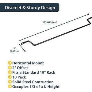 StarTech.com Horizontal Cable Lacing Bars with 2 in. Offset for Racks - Horizontal Cable Manager - 10 Pack - Cable Managem